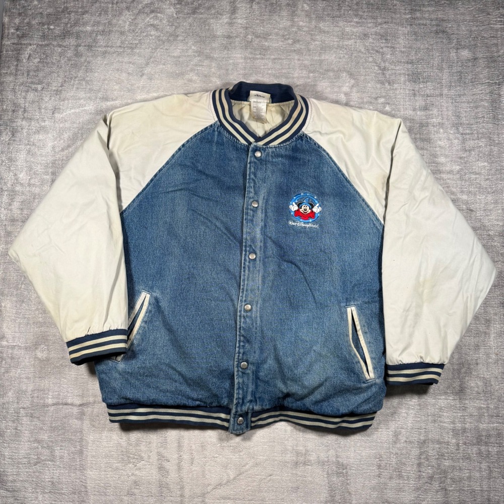 Walt Disney World Jacket Mens 2XL Blue Denim Vtg Y2K Fantasia Mickey Embroidered